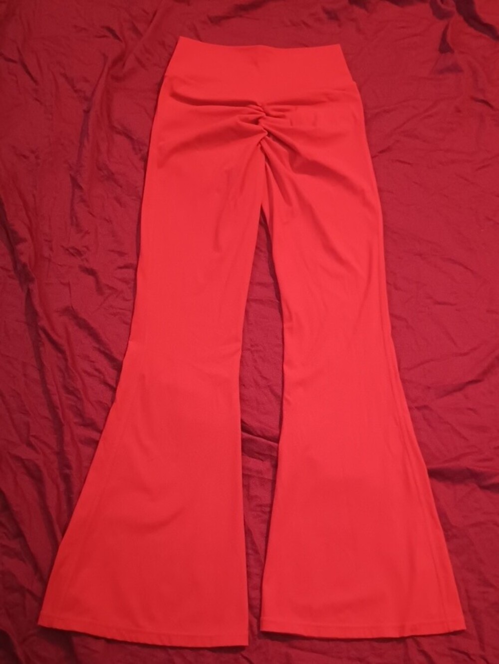 Nova Sport Women's Red High-Waist Butt Scrunchie Flared Leggings Gym Workout New